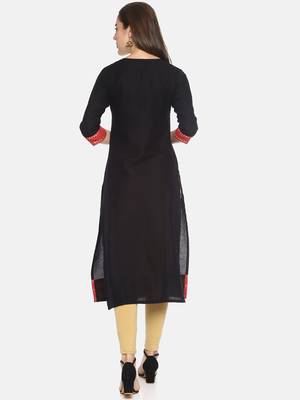 Black plain cotton ethnic-kurtis 3