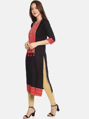 Black plain cotton ethnic-kurtis 4