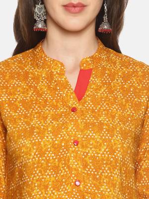 Mustard printed rayon ethnic-kurtis 5