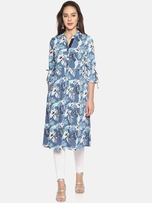 Multicolor printed rayon ethnic-kurtis 1