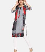 Grey plain rayon ethnic-kurtis