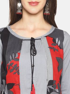 Grey plain rayon ethnic-kurtis 5