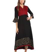 Black printed rayon ethnic-kurtis