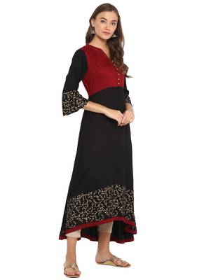 Black printed rayon ethnic-kurtis 4