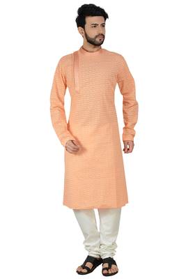 Peach Stylish Embroidery Kurta Set 1