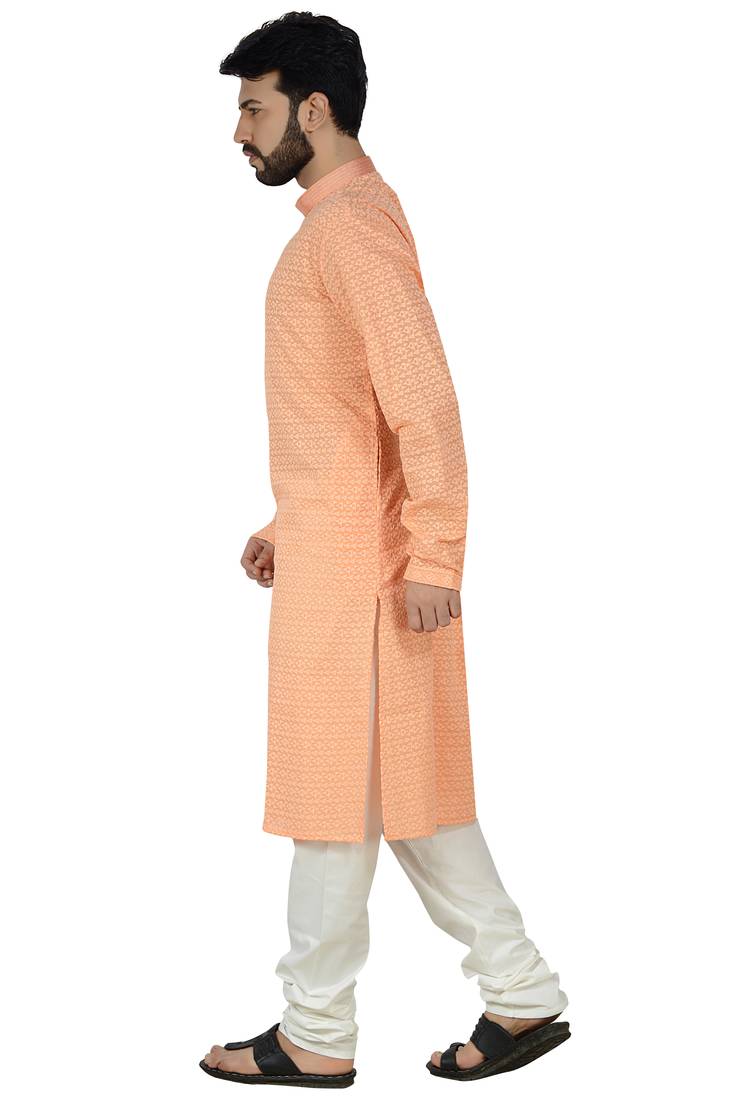 Peach Stylish Embroidery Kurta Set
