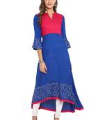 Blue printed rayon ethnic-kurtis