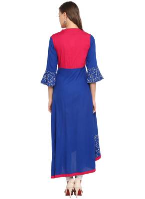 Blue printed rayon ethnic-kurtis 2