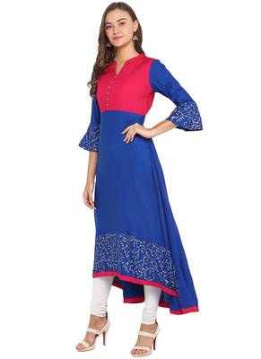 Blue printed rayon ethnic-kurtis 3