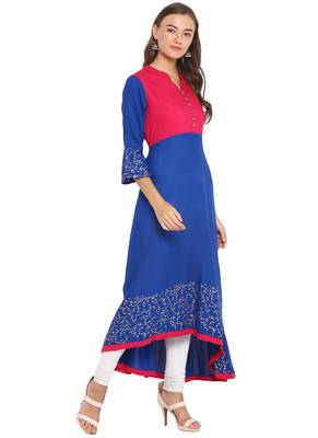 Blue printed rayon ethnic-kurtis 4