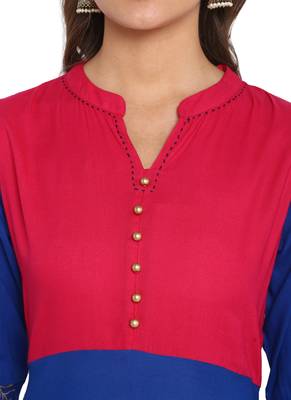 Blue printed rayon ethnic-kurtis 5