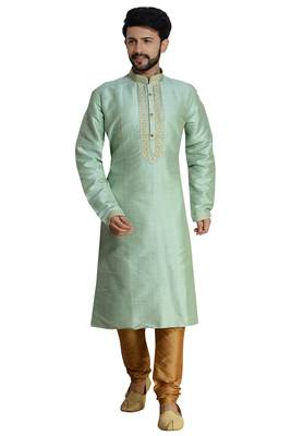 Green Stylish  Silk Kurta Set 1