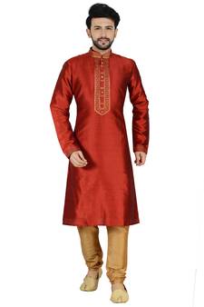 Red Stylish  Silk Kurta Set