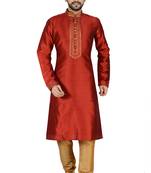 Red Stylish  Silk Kurta Set