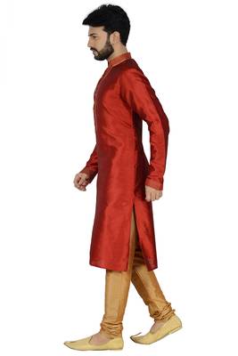 Red Stylish  Silk Kurta Set 3