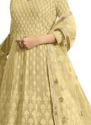 Yellow Embroidered Faux Georgette Salwar 2