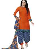 Orange Printed Cotton Salwar