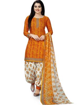 Orange printed cotton salwar 1