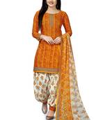 Orange printed cotton salwar