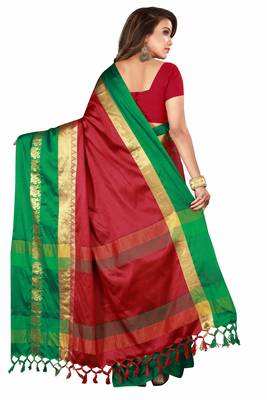 Multicolor woven cotton silk saree with blouse 2