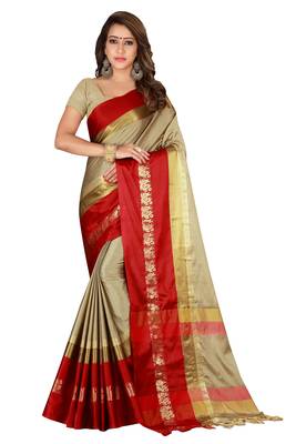 Multicolor woven cotton silk saree with blouse 1