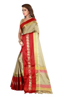 Multicolor woven cotton silk saree with blouse 3