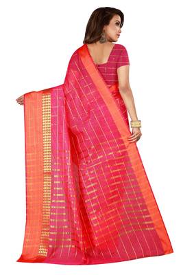 Multicolor woven cotton silk saree with blouse 2