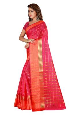 Multicolor woven cotton silk saree with blouse 3