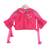 Yellow & pink Chanderi Ruffle Skirt with Peter Pan Collar Crop Top