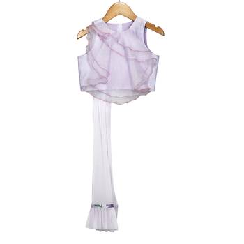 Mauve Printed Lehenga with Sheer Organza Layered Crop Top 2