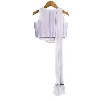 Mauve Printed Lehenga with Sheer Organza Layered Crop Top 4
