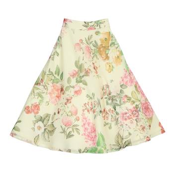 Ivory & Green Floral Lehenga with Ruffle Sleeves Top 2