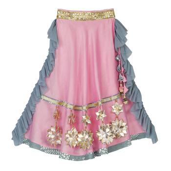 Grey & Pink Chanderi Lehenga with Printed Top 3