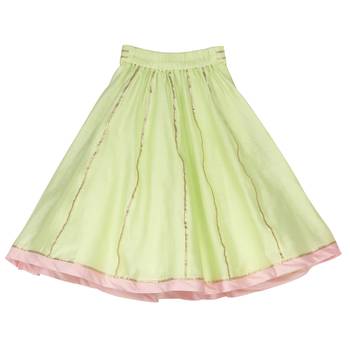 Pink & Light Green Chanderi Silk Lehenga with thread sequins embroidered Top 4