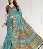 Light Blue Printed Art Silk Saree With Blouse