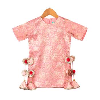 Pink Pink Brocade Kurti with Taffeta Lehenga 2
