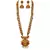 Temple Kemp Laxmi Ji Four Peacock Pendant Ruby Green Colour Long Necklace with Matching Earring Set