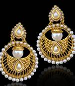Bollywood INDIA traditional ethnic pearl polki earring-White