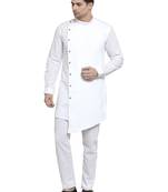 White plain cotton kurta-pajama