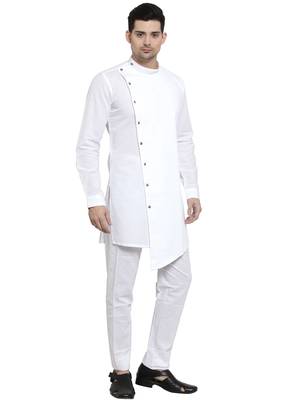 White plain cotton kurta-pajama 2