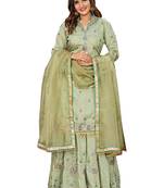 Green embroidered faux georgette salwar