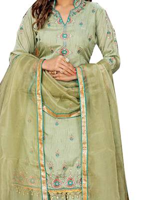 Green embroidered faux georgette salwar 2