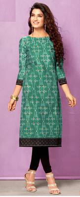 Teal Rayon Long Kurtis 1
