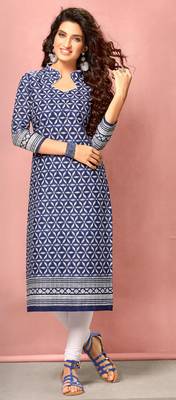 Blue Rayon Long Kurtis 1