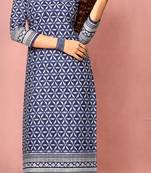 Blue Rayon Long Kurtis