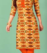 Orange Rayon Long Kurtis