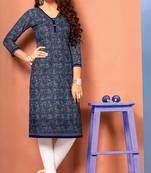 Blue Rayon Long Kurtis