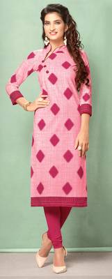 Pink Rayon Long Kurtis 1