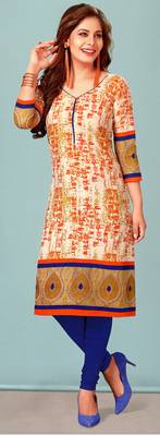 Orange Rayon Long Kurtis 1