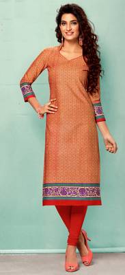 Orange Rayon Long Kurtis 1